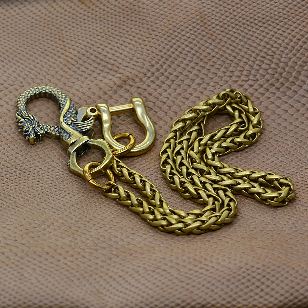 Латунный кошелек Fire blood dragon для джинсовых брюк с пшеничной змеей BSK, соединительным элементом на винтовом замке D, готическим подарком на Хэллоуин и ключом EDC на цепочке.