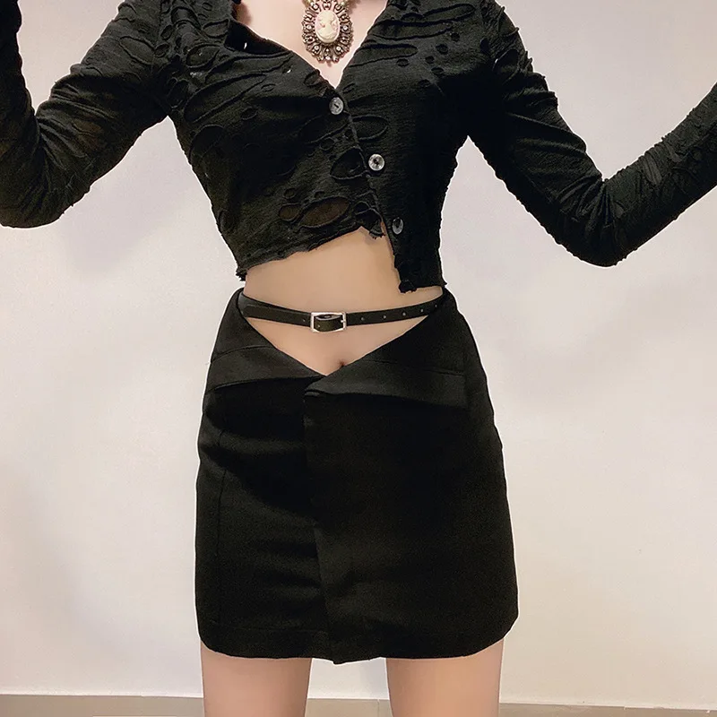 

Goth Dark Gothic Punk 2021 Women Summer Mini Skirts Y2k E-girl Grunge Black High Waist Bodycon Skirt Streetwear Clothes Fashion