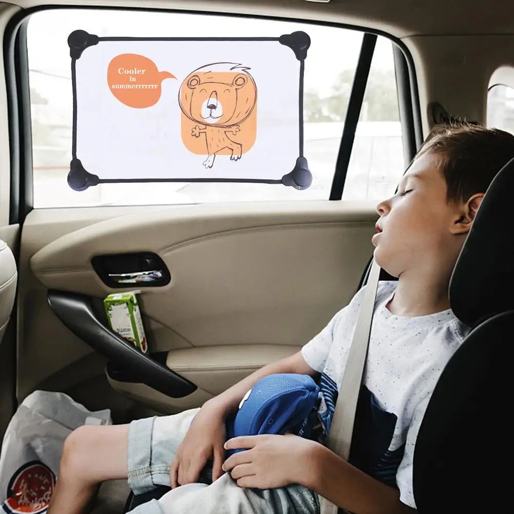 

19.69*11.81inch Car Window Glass Shade Cloth Children's Sunscreen Curtains Insulate Heat Anti-UV Cute Pattern Protective Cover
