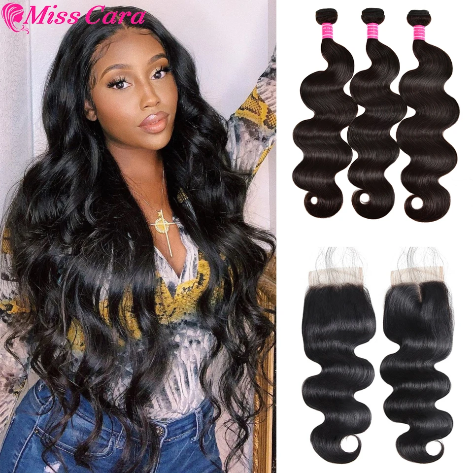 

Miss Cara Brazilian Hair Weave Bundles Body Bundles With Closure 28 inch Human Hair Bundles With Closure Virgin Hair