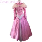 Платье принцессы косплей костюм костюмы на Хэллоуин Розовое женское зимнее платье бальное платье с подъюбником шнуровка с длинным рукавом