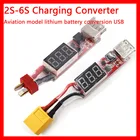 Зарядный преобразователь 2S-6S, модель самолета, литиевая батарея, преобразователь USB, отображение напряжения в реальном времени для РУ гоночного дрона
