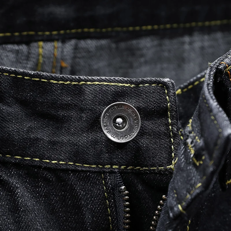 Джинсы мужские Стрейчевые облегающие уличная одежда джоггеры с вышивкой карпа