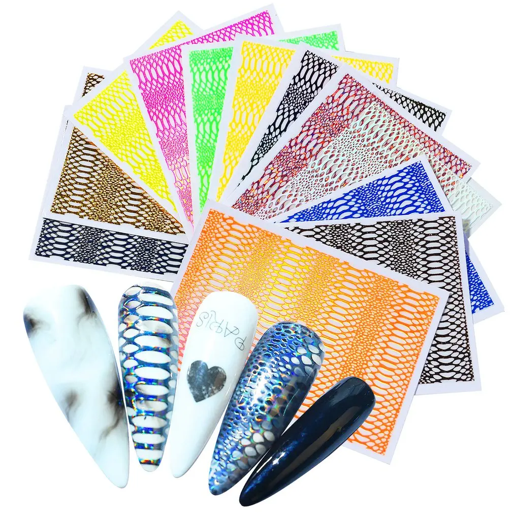 

Nail Sticker Snake Pattern Hollow Nail Sticker Set Manicure Mixed Sticker Multifunctional Manicure Tool