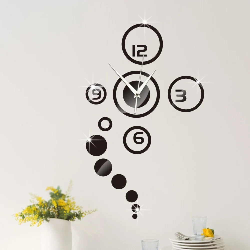 

Silent wall clock DIY personalized clock mirror wall sticker wall decoration of mirror wall clock in high-end living room