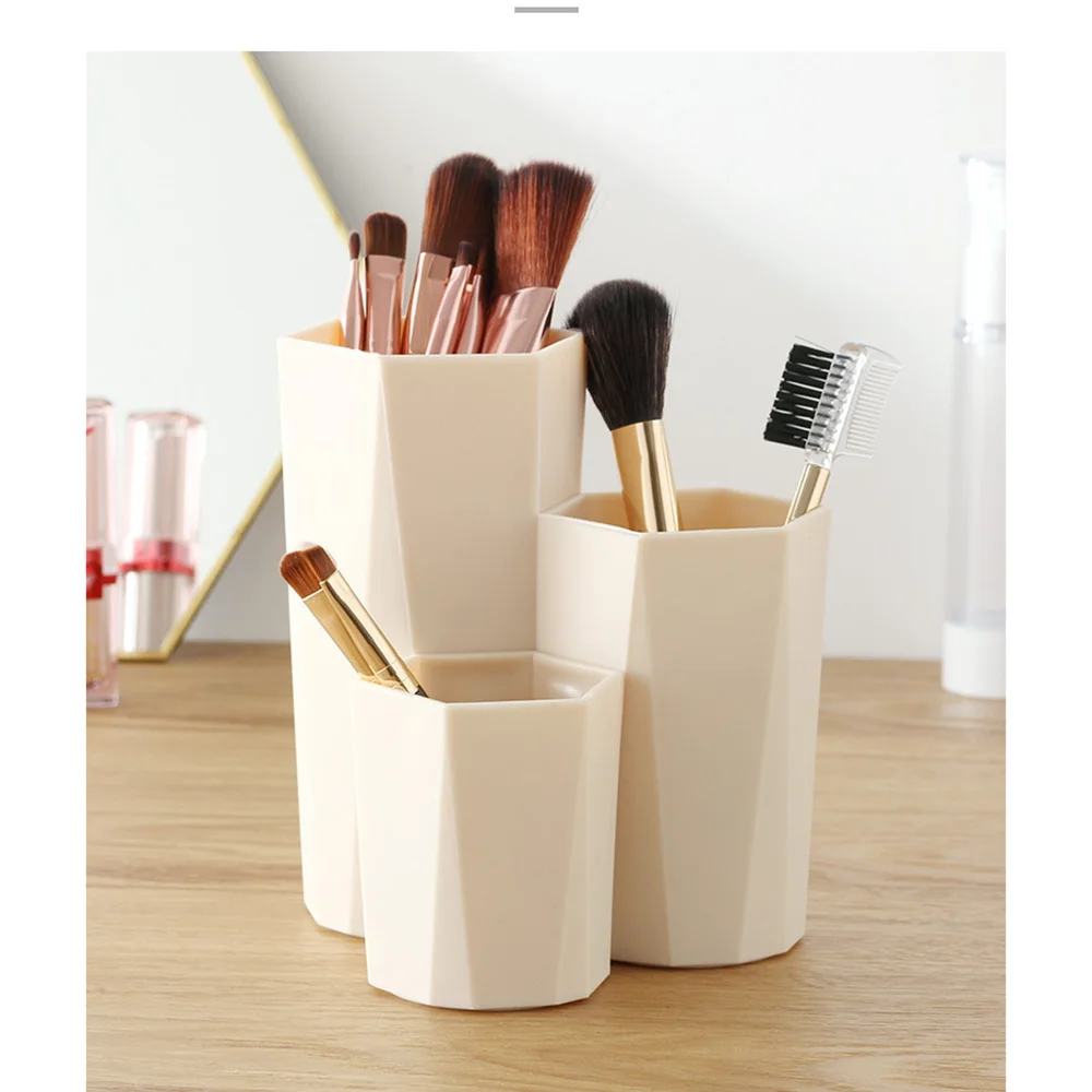 

3 Lattices Make-up Brush Storage Box Nail Cosmetic Holder Make Up Tools Pen Holder Stationery Table Organizer