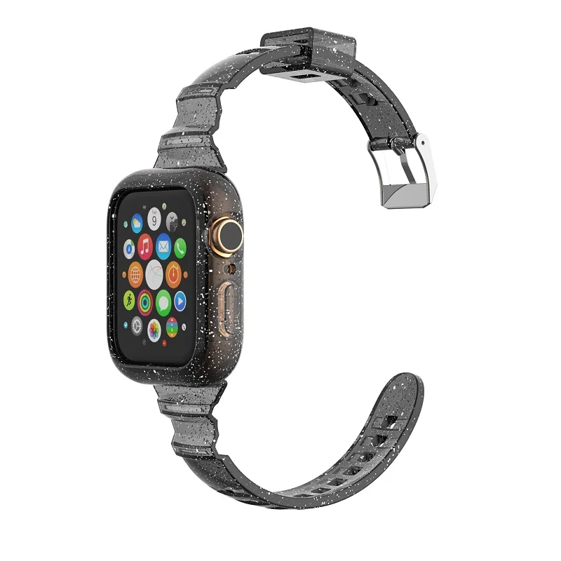 Ремешок с чехол для Apple Watch ремешок 42 мм 38 Версия 44 40 Спортивные блеск мягкий