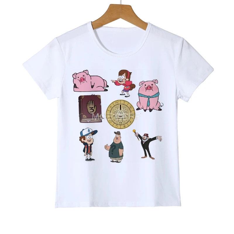 Новые забавные летние детские футболки с принтом Гравити Фолз модная футболка для мальчиков и девочек крутая футболка с 3D рисунком Z19-1 - Цвет: 4