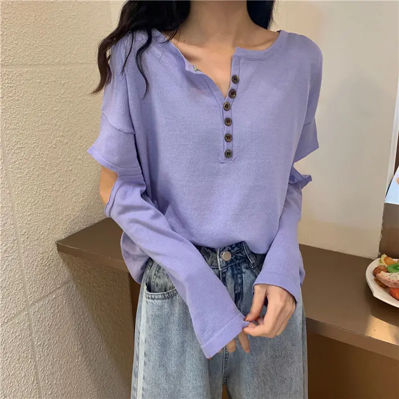 

Woman Sweaters Autumn 2020 Top Ripped Striped Loose Women's Sweater Femme Chandails Pull Hiver