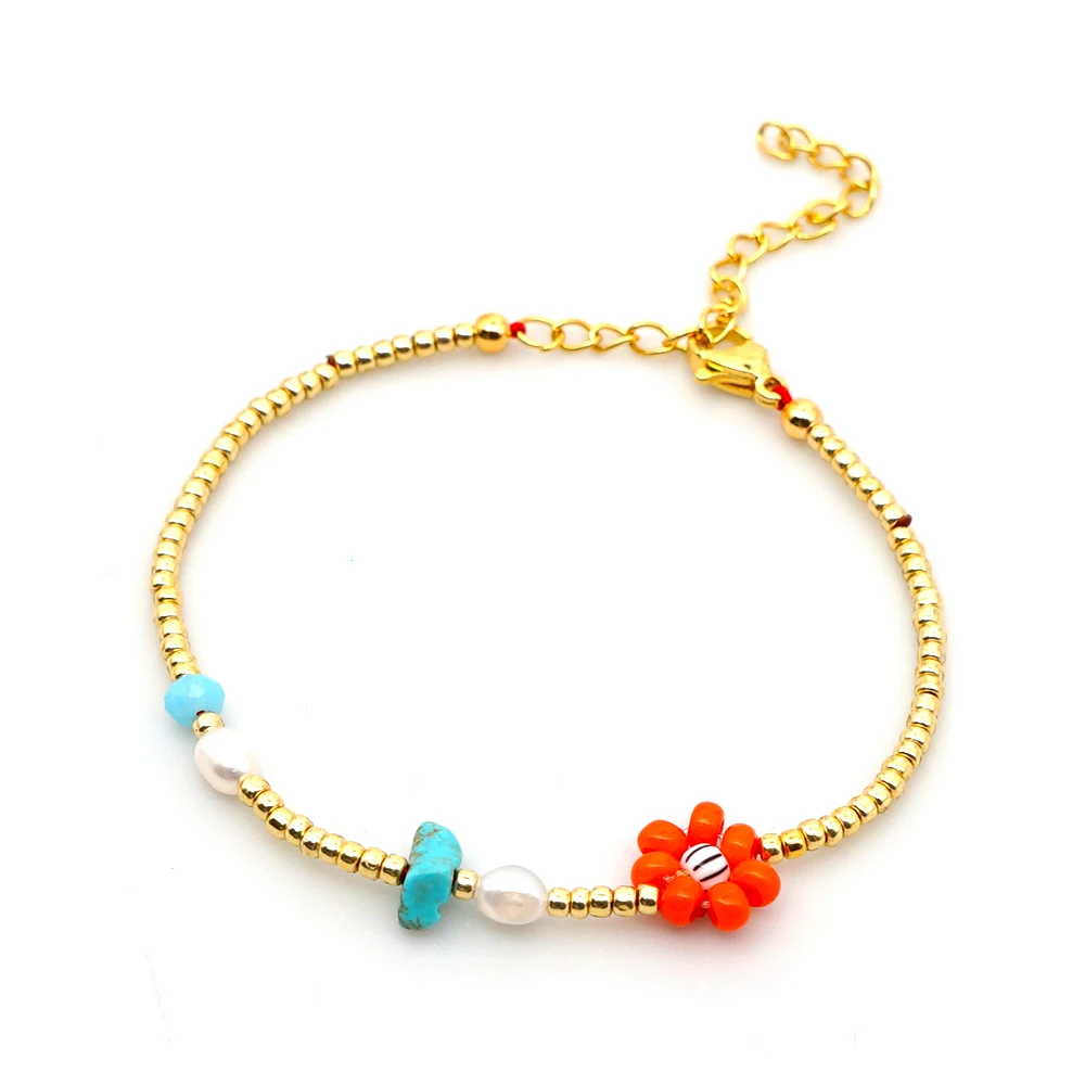 Go2boho браслет с пресноводным жемчугом женские богемные Цветочные браслеты