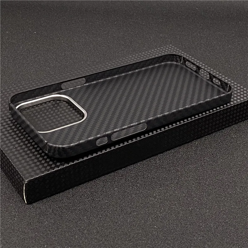 Funda de fibra de carbono para iPhone, carcasa ultrafina de aramida colorida para modelos 13, 12 Pro Max y 13 Pro-2