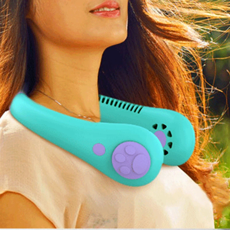 

Neck Fan 1800mah Battery Operated Neckband Fan 3-Speed Hand-Free Wearable Personal USB Fan for Hot Flashes Home Office Travel Ou