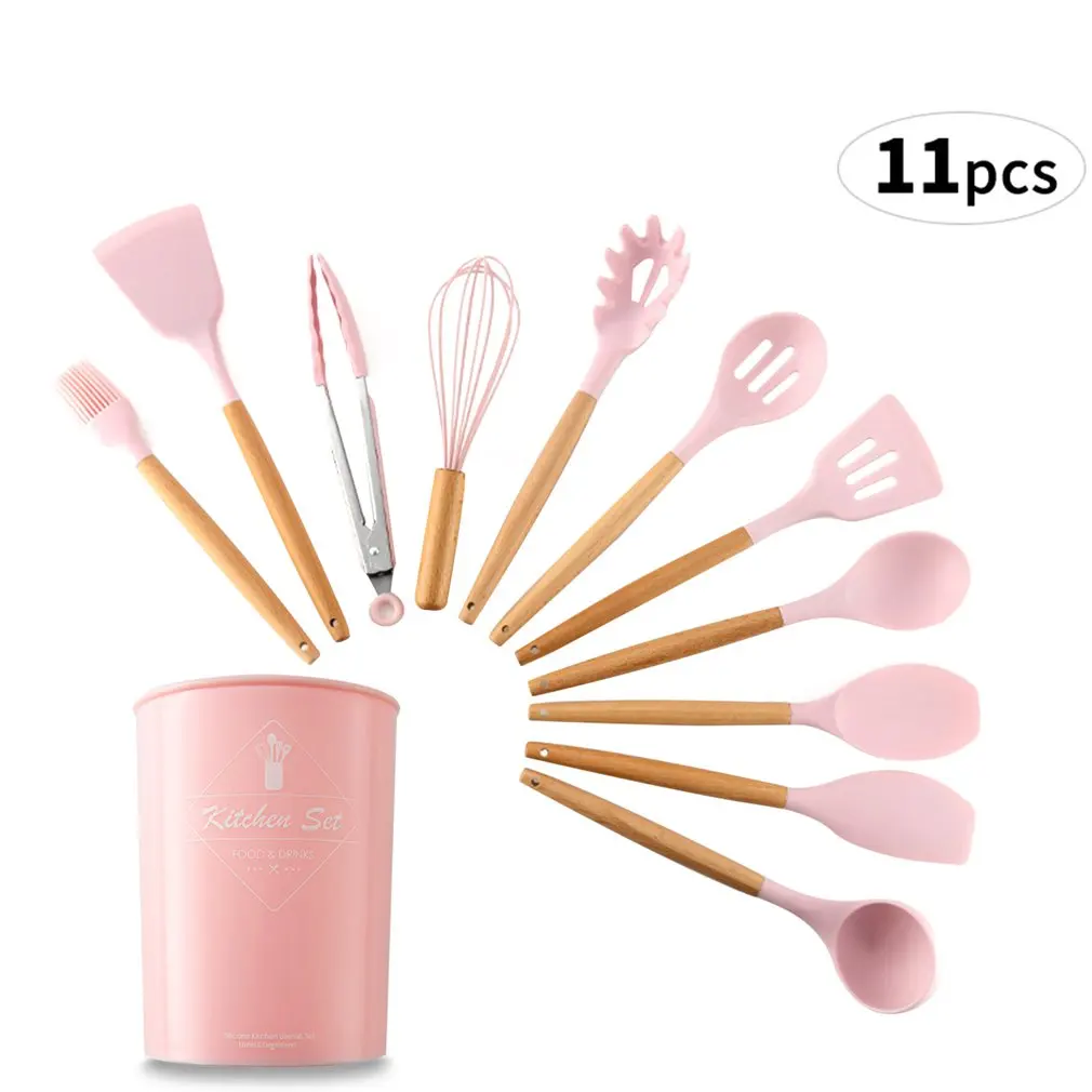 Розовые Инструменты для приготовления пищи высококачественный силиконовый