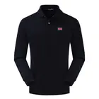 Мужская Весенняя рубашка-поло из 100% хлопка с отложным воротником и длинными рукавами, деловой Повседневный пуловер с вышитым логотипом, свитшот для гольфа, Свободный Топ