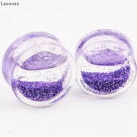 leosoxs 2 piece the new punk style acrylic purple fluorescent powder puncture ear expansion earrings earrings earrings jewelry