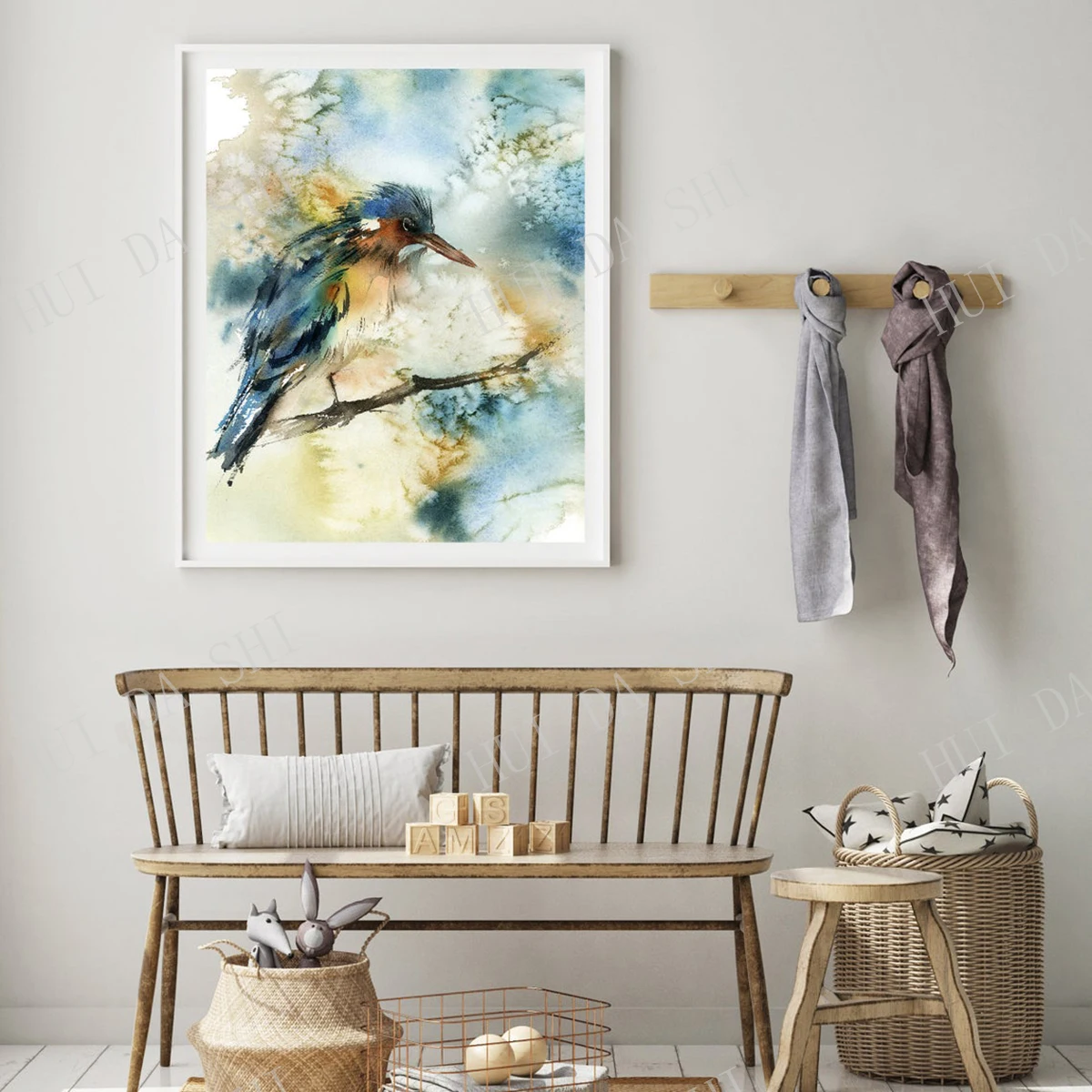 

Kingfisher Painting Art Print, Bird Watercolor Print, Bird Wall Art, Bird art, Bird Fine Art Print, Watercolor Painting of bird