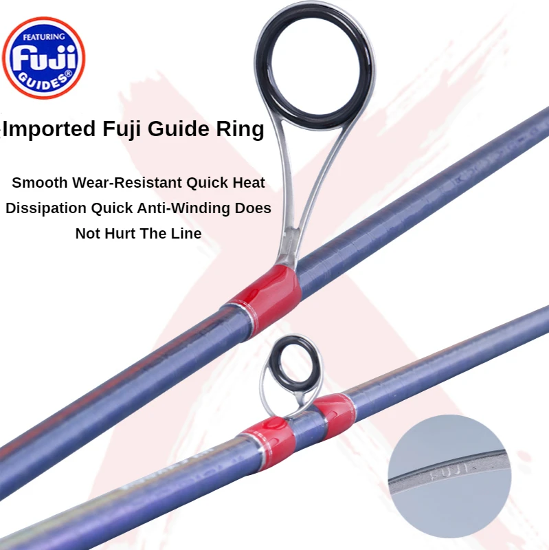 PURELURE Spinning Rod and Casting Rod Combo High Carbon Universal Long Throwing Fishing Rod in FUJI Accessories, plus Reel