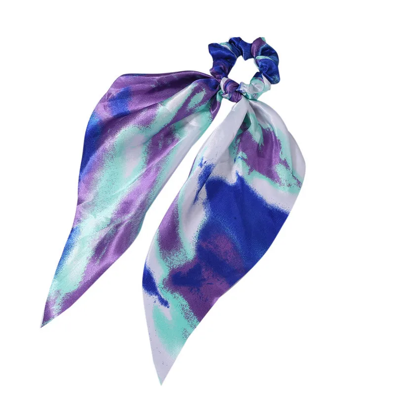 

Fashion Satin Tie-Dye Women Hair Scrunchie Bows Ponytail Holder Hairband Bow Knot Scrunchy Girls Hair Ties Hair Accessories