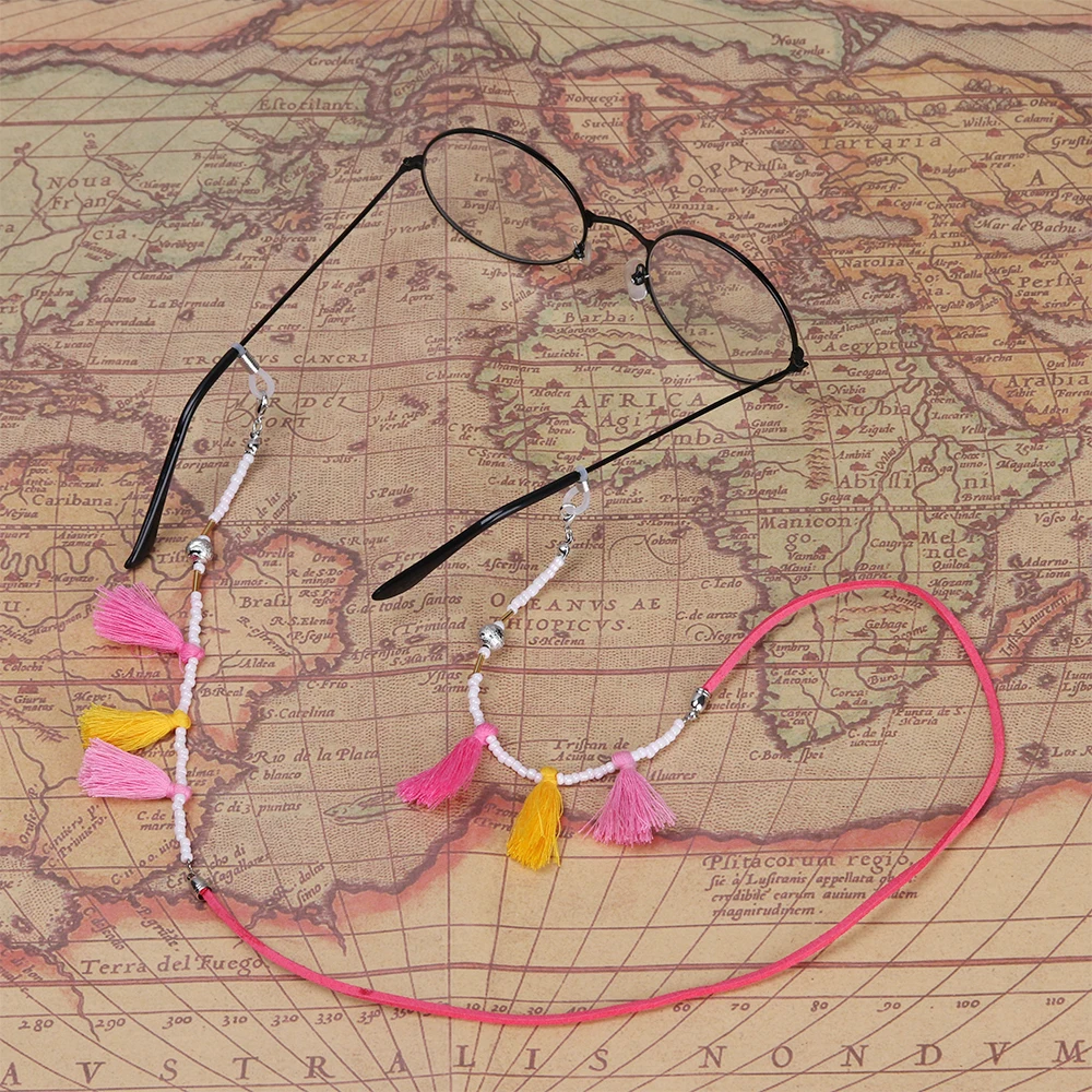 Цепочка для очков женская с цветными бусинами милая плюшевая Очаровательная