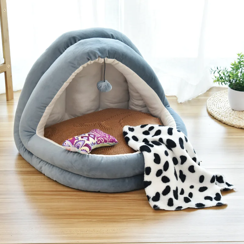 

Dog House Cat Winter Warm Cat House Soft Villa Enclosed Cat Kennel Cattery Pet Supplies Cats Bed Cat Accessories Pet House
