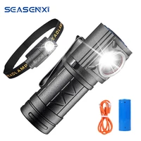 xpg led mini flashlight usb charging headlight 10w led tactical hiking headlight dual use focus headlamp ipx6 super waterproof