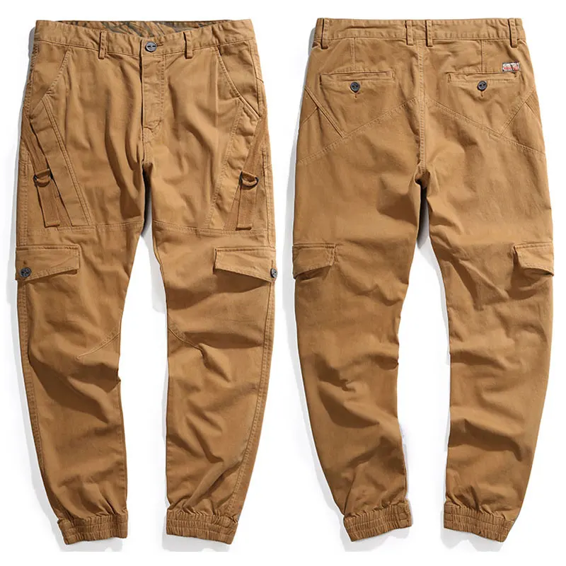 Japanese Vintage Fashion Men Jeans High Quality Slim Fit Multi Pockets Casual Cargo Pants Streetwear Hip Hop Joggers Trousers