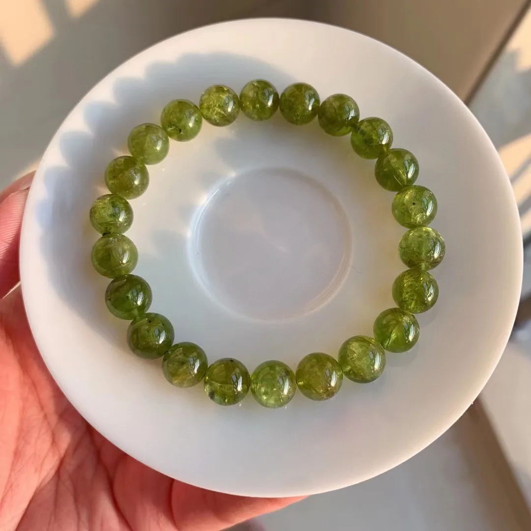 

Браслет с натуральным Перидотом для мужчин и женщин, Ювелирное Украшение с кристаллами зеленого оливина, Целительный подарок с любовью, нит...