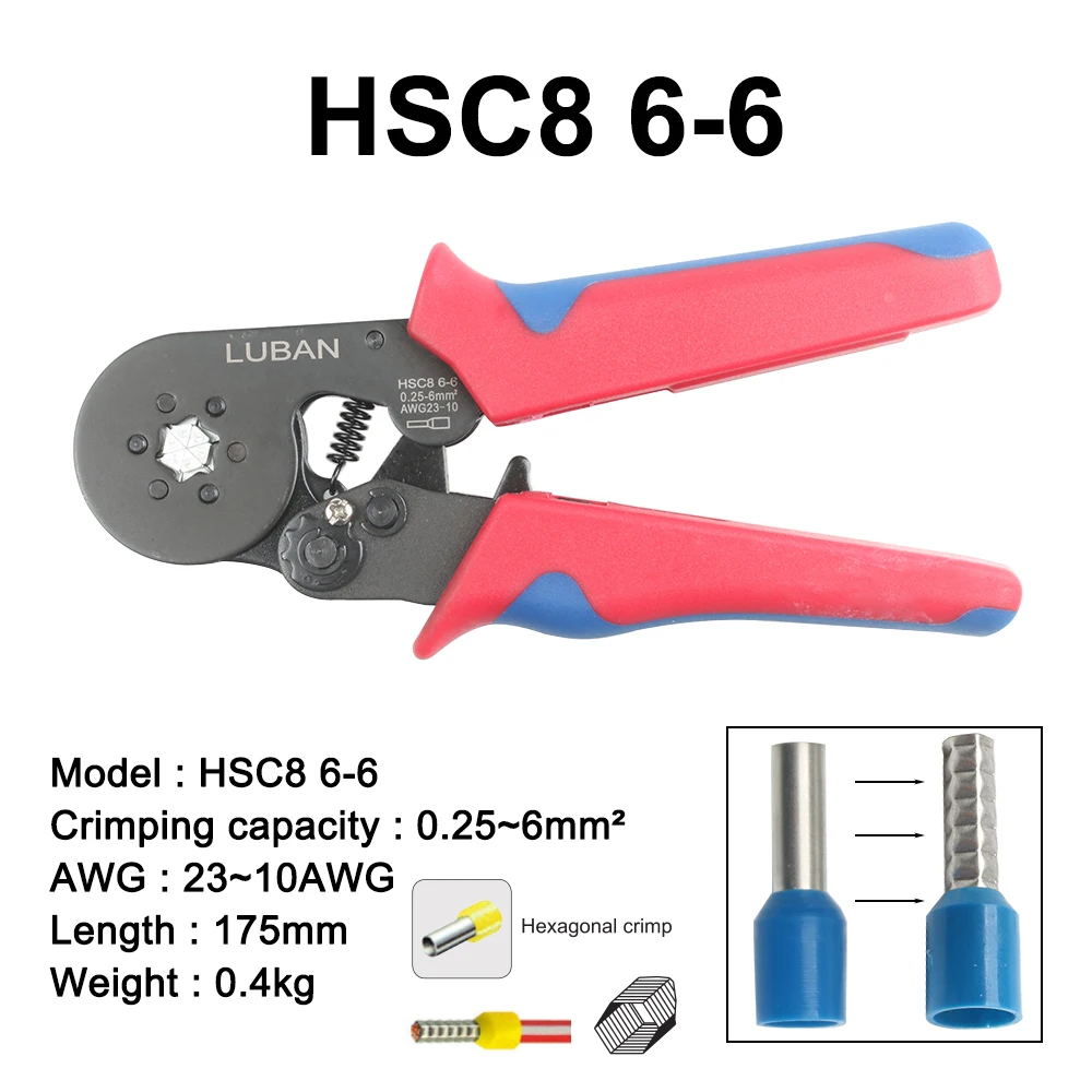 HSC8 6-4A 6-6 мини-тип обжимные плоскогубцы 0,25-10 мм2 терминалы обжимные инструменты многофункциональный инструмент руки плоскогубцы hsc8 16-4 6-16 мм2