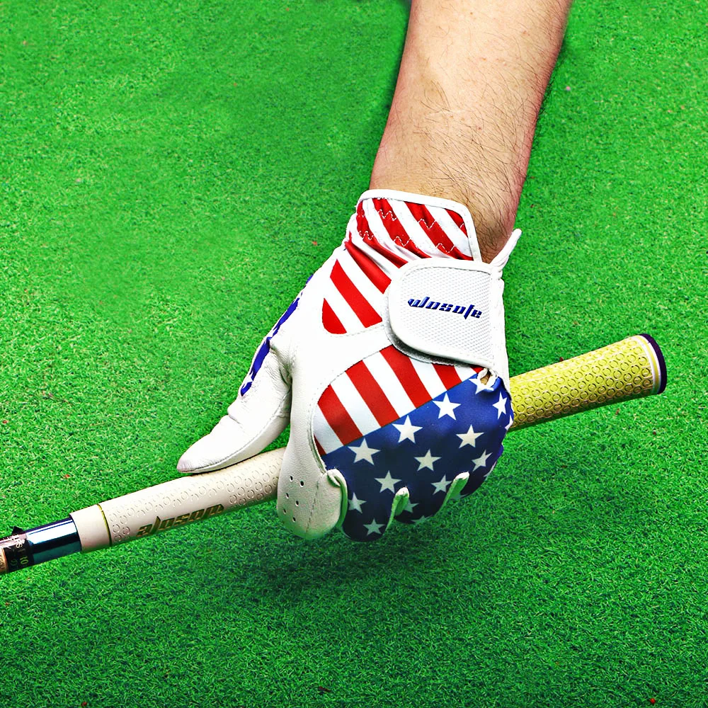 

Golf glove Men Left Hand American Flag Cabretta Leather Soft Breathable Outdoor sport Free Shipping