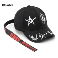 uflaame star pattern baseball caps with ribbon fashion dad hat visors sun hats cotton printed snapback hat casual hip hop hat