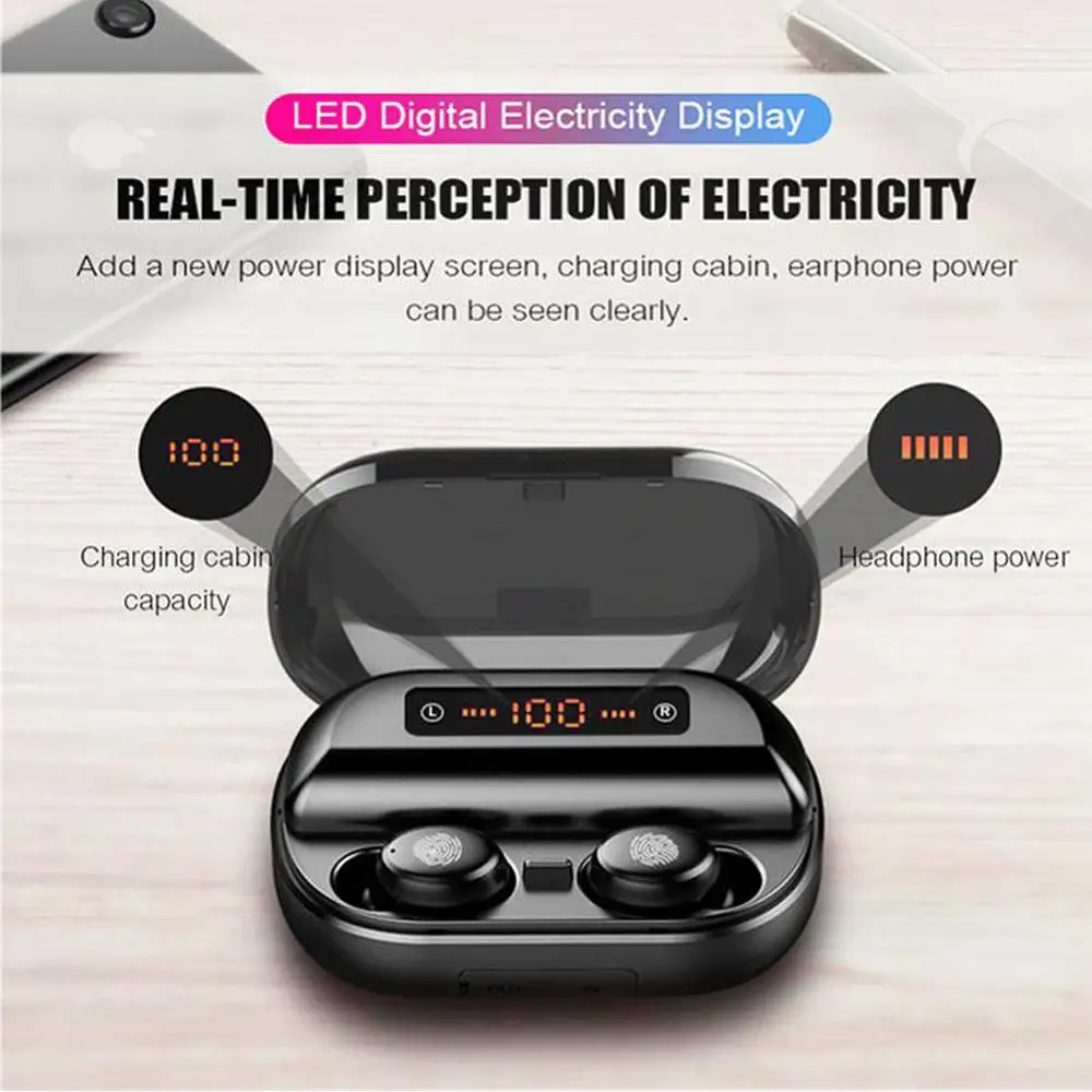 TWS 5 0 Bluetooth 9D стерео наушники беспроводные IPX7 водонепроницаемые спортивные с