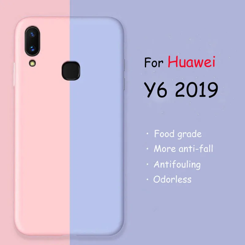 Мягкий чехол для Huawei Y6 2019 Тонкий силиконовый карамельного цвета с отверстием