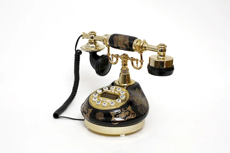 Черный бронзированный антикварный телефонный домашний винтажный проводный