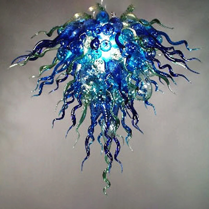 

Modern Chandelier Blue Shade Turquoise Blue Green Murano Glass Chandeliers LED Hanging Light Home Hotel Ceiling Lighting Lustre