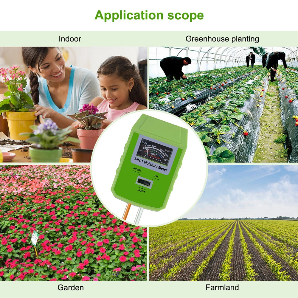 

4 In 1 Digital PH Meter Soil Moisture Monitor Temperature Sunlight Tester For Gardening Plants Farming With Blacklight