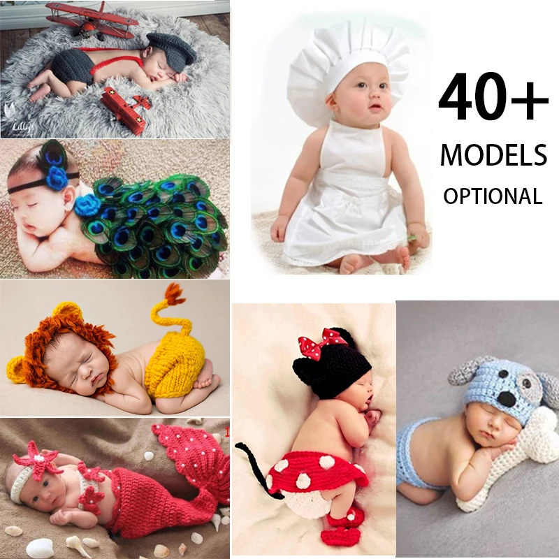 

Crothet Newborn Photography Props Knitted Photography Accessories Baby Boys Girls Costume Newborn Photographie 42 Model Optional