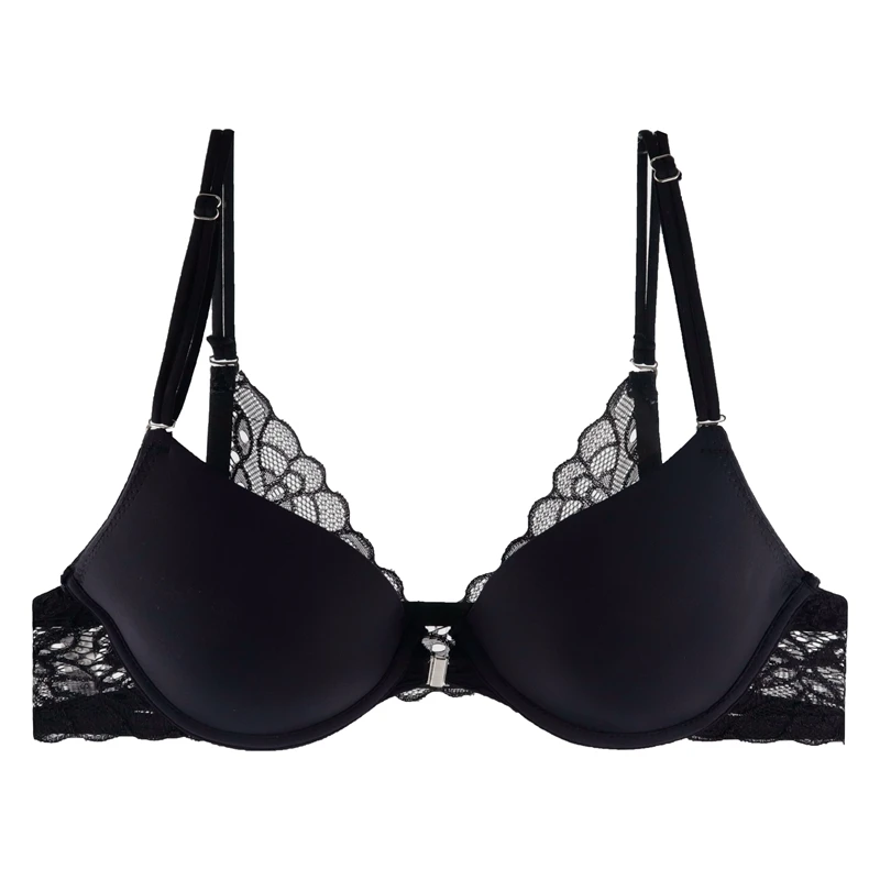 Beauwear, застежка спереди, гладкий Бюстгалтер для женщин, летняя футболка, кружево, красота, сзади, бюстгальтер, мягкий, пуш-ап, чашечки A, B, C, сексуальное нижнее белье - Цвет: C6-Black