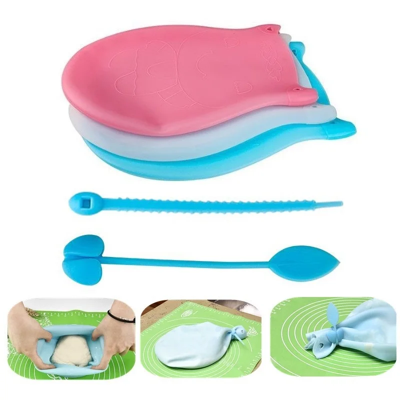

Silicone Kneading Dough Bags Ingredients Flour Mixer Bag Household Novel Pastry Tool Reusable Kitchen Supplies With 2 Cable Ties