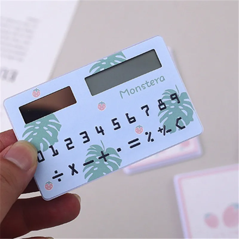 Fashion Portable Cartoon Fruits Animal Mini Card Calculator Stationery Supplies Creative Solar Calculator Children Gift