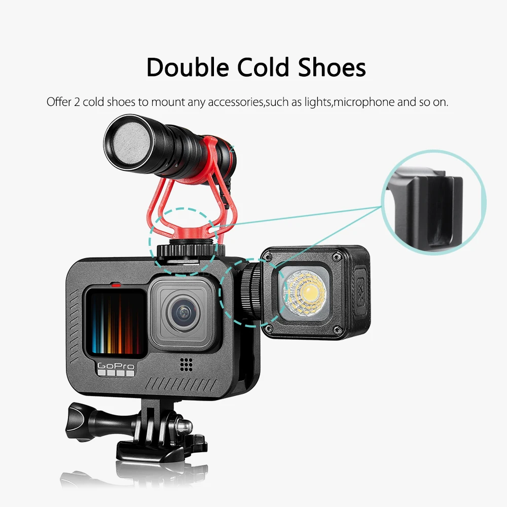 Vamson CNC Aluminum Case for GoPro Hero 9 Black Metal Cage Protective Case for Go Pro Hero9 Accessories VP663