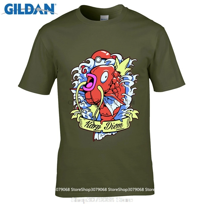 Повседневная футболка Новинка лета 2017 мужские футболки с принтом аниме Magikarp