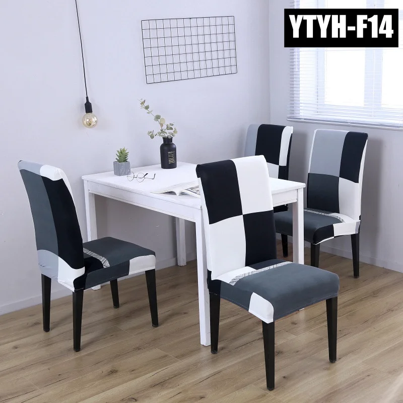 YTYH-F14 Высокоэластичные Чехлы для кухонных обеденных стульев из спандекса со спинкой, чехлы для сидений для гостиничных офисных компьютерных стульев, чехлы для стульев Funda Silla - Color: YTYH-F14
