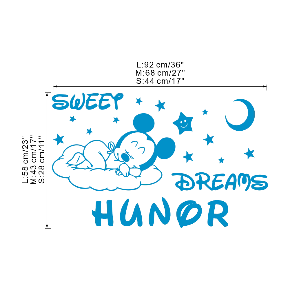 

Disney Mickey Mouse Custom Name Vinyl Wall Sticker Sweet Dreams Personalized Kids Name Decals Room Decor Bedroom Wallpaper