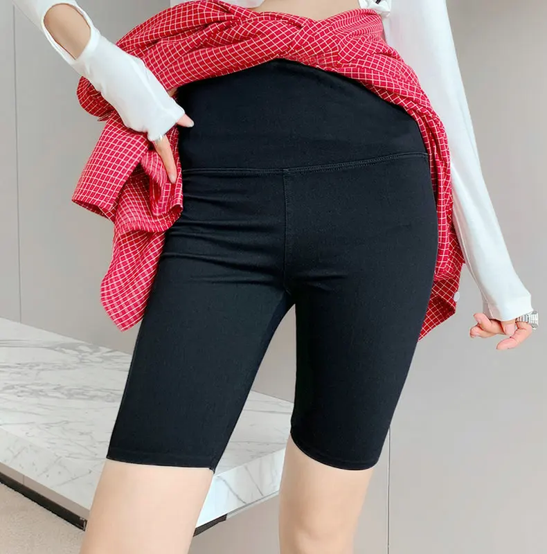 

Korean Style Women Summer Slim Fit Imitation Jeans Fifth Pant Black Blue Gray Elatic High Waist Five Trouser Cozy Streetwear XL