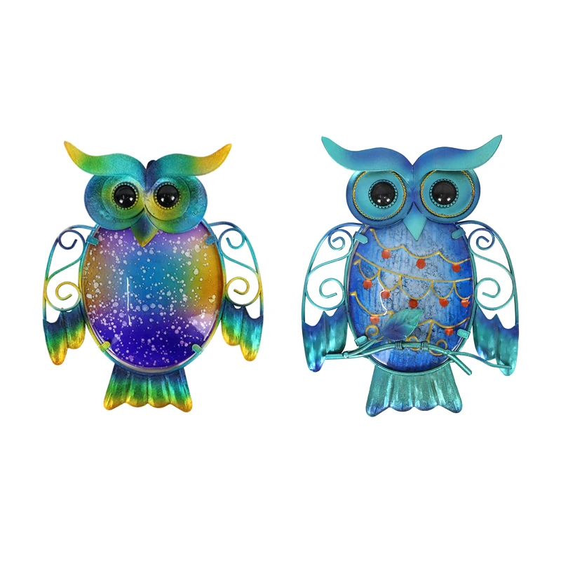 

2pcs Metal Owl Home Wall Art for Garden Decoration Exterio Outdoor Statues Accessories Sculptures and Miniatures Animales Jardin