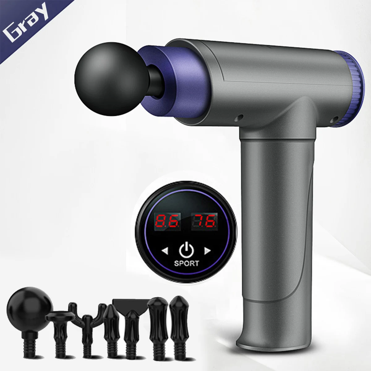 

8000R/Min LCD Therapy Massage Gun 22 Gears Muscle Massager Pain Sport Massage Machine Relax Body Slimming Relief With 8 Heads