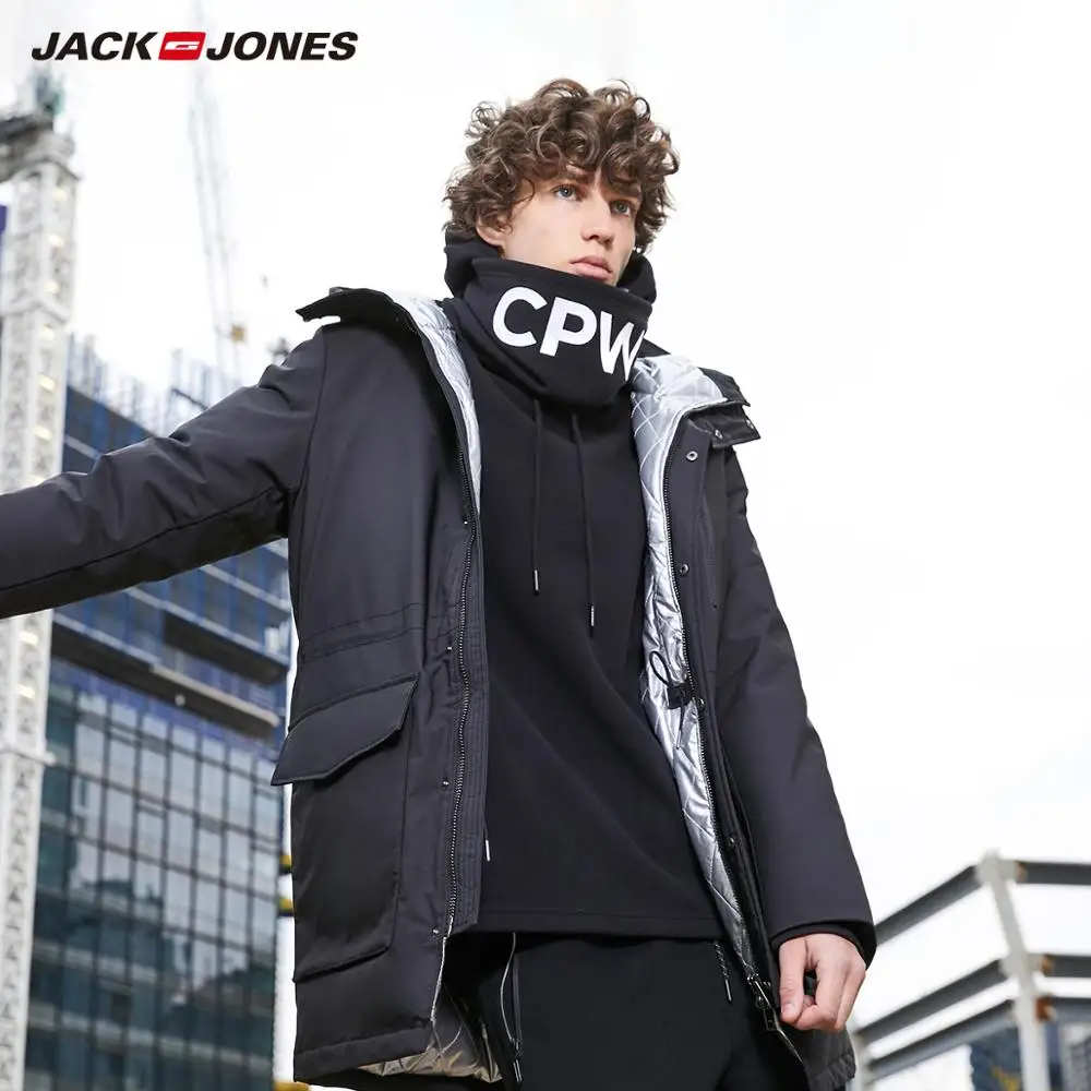 JackJones, мужской зимний пуховик с капюшоном, Повседневная модная парка, пальто, длинная Стильная мужская одежда 218312518