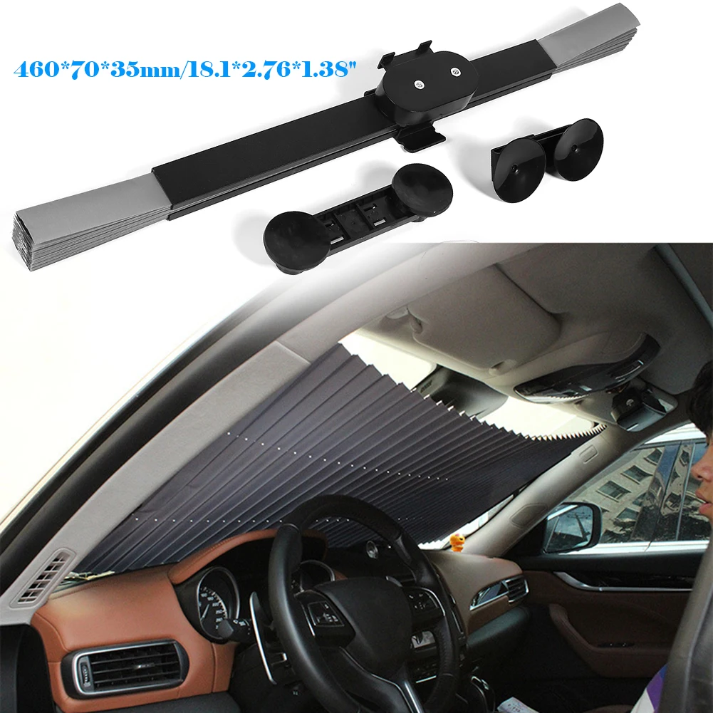 

Universal Retractable Car Front Windshield Sunshade Foldable Rear Window Sun Shade Visor UV Protector 150x46cm