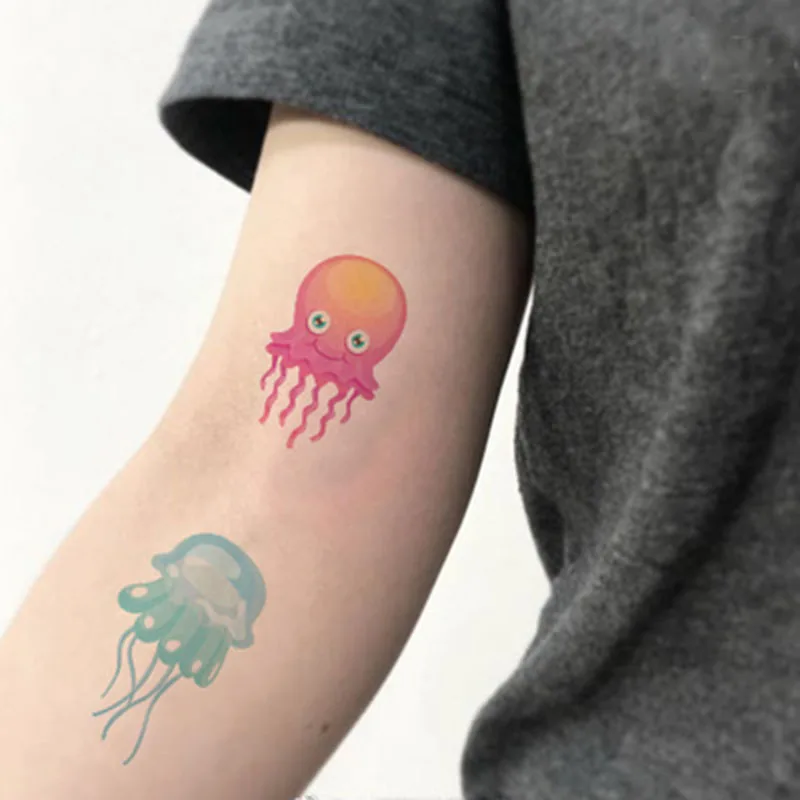 Детская Временная тату с морскими животными поддельные татуировки наклейки на