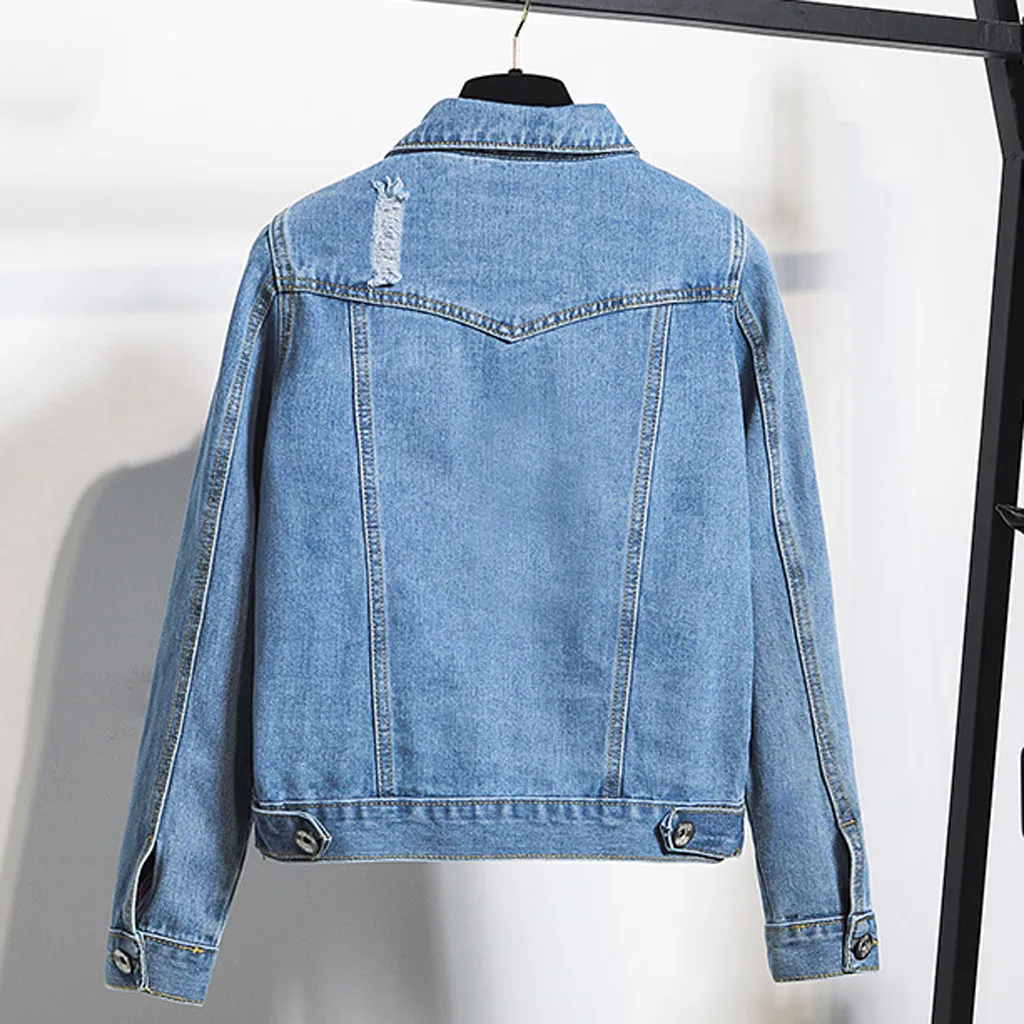 Женская Потертая джинсовая куртка бомбер базовая Повседневная винтажная